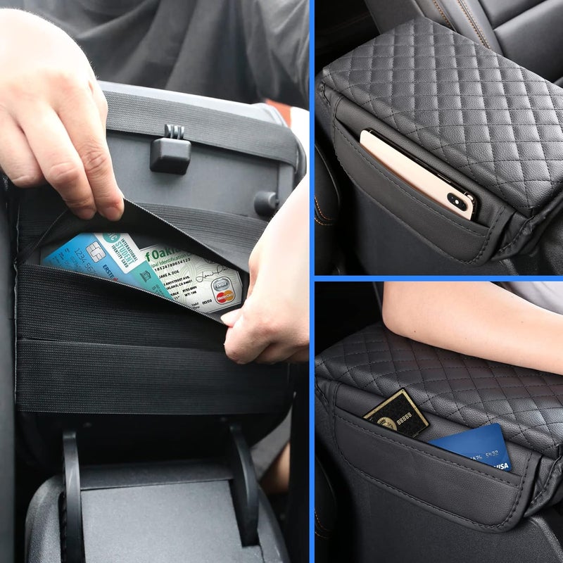 BEEGROW Center Console Armrest Cover for Ford Bronco Accessories 2021 2022 2023 2024 2025 2026 2/4-Door with Leather Side Pockets Interior Accessories Prevent Scratching - Image 3